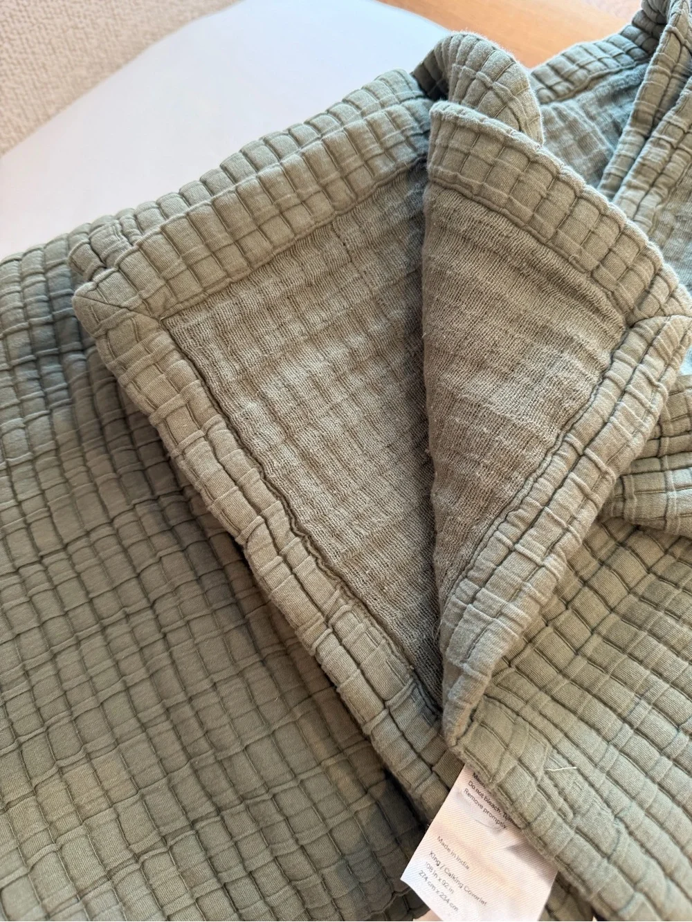 Quince Organic Ribbed Cotton Coverlet In Olive, King/Cal King